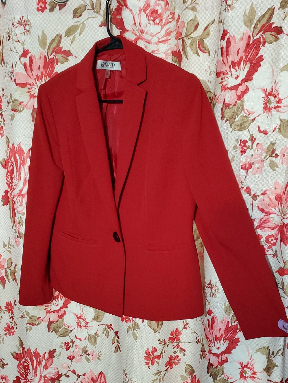 Kasper Women's Red Single-Button Tailored Blazer 10